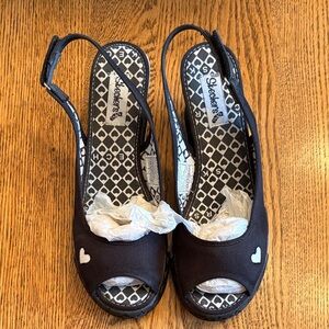 Skechers Women's Black Peep Toe Slingbacks